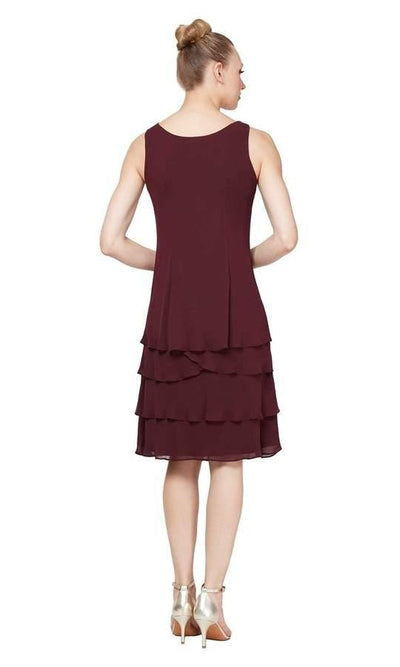 Short Beaded Tiered Jacket Dress SL Fashions 122372 Wholesale