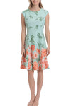 Cocktail Dresses Fitted Floral Print Short Cocktail Dress Mint Coral