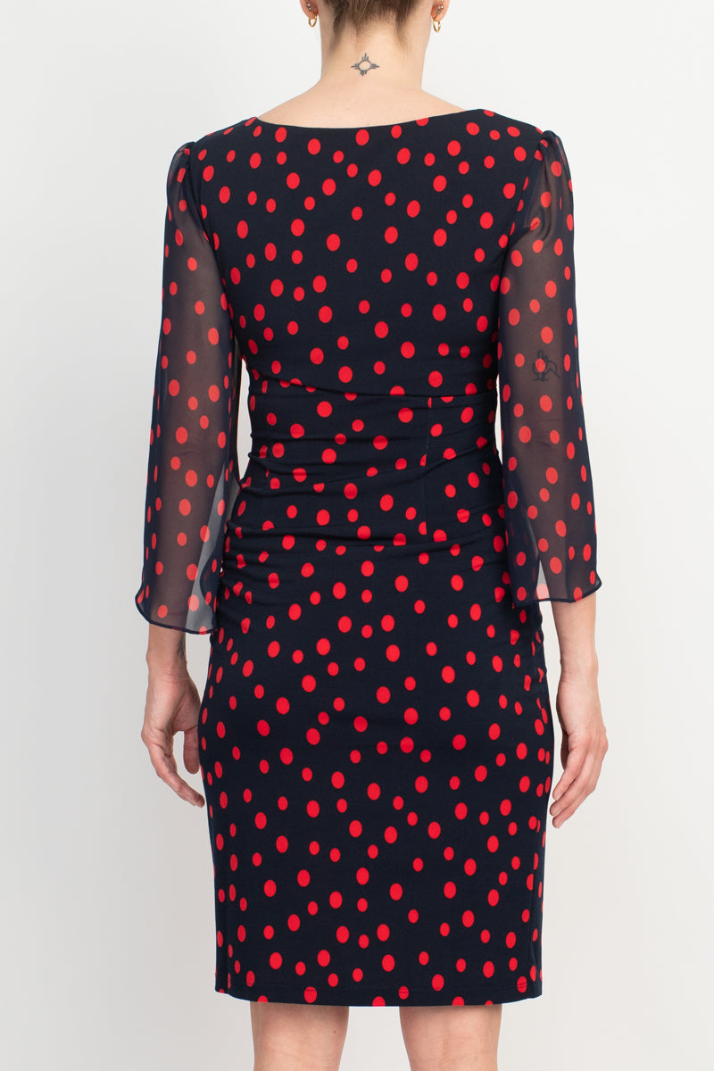 Cocktail Dresses Short Fitted Cocktail Cape Dress Navy Red