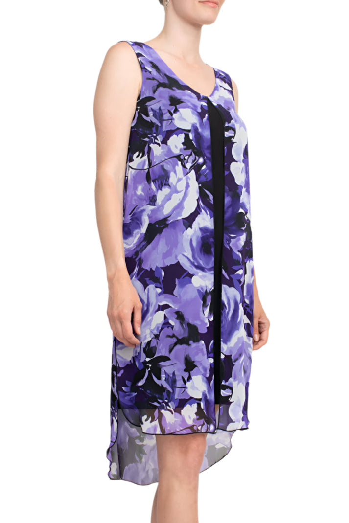 Cocktail Dresses High Low Floral Print Cocktail Dress Dark Purple