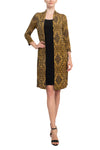 Mustard Scoop Neck Knee-Length Casual Faux Jacket Dress Connected Apparel TRT70975M1