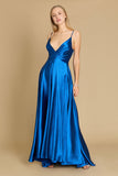 Prom Dresses Long Flowy Satin Formal Prom Party Dress Teal