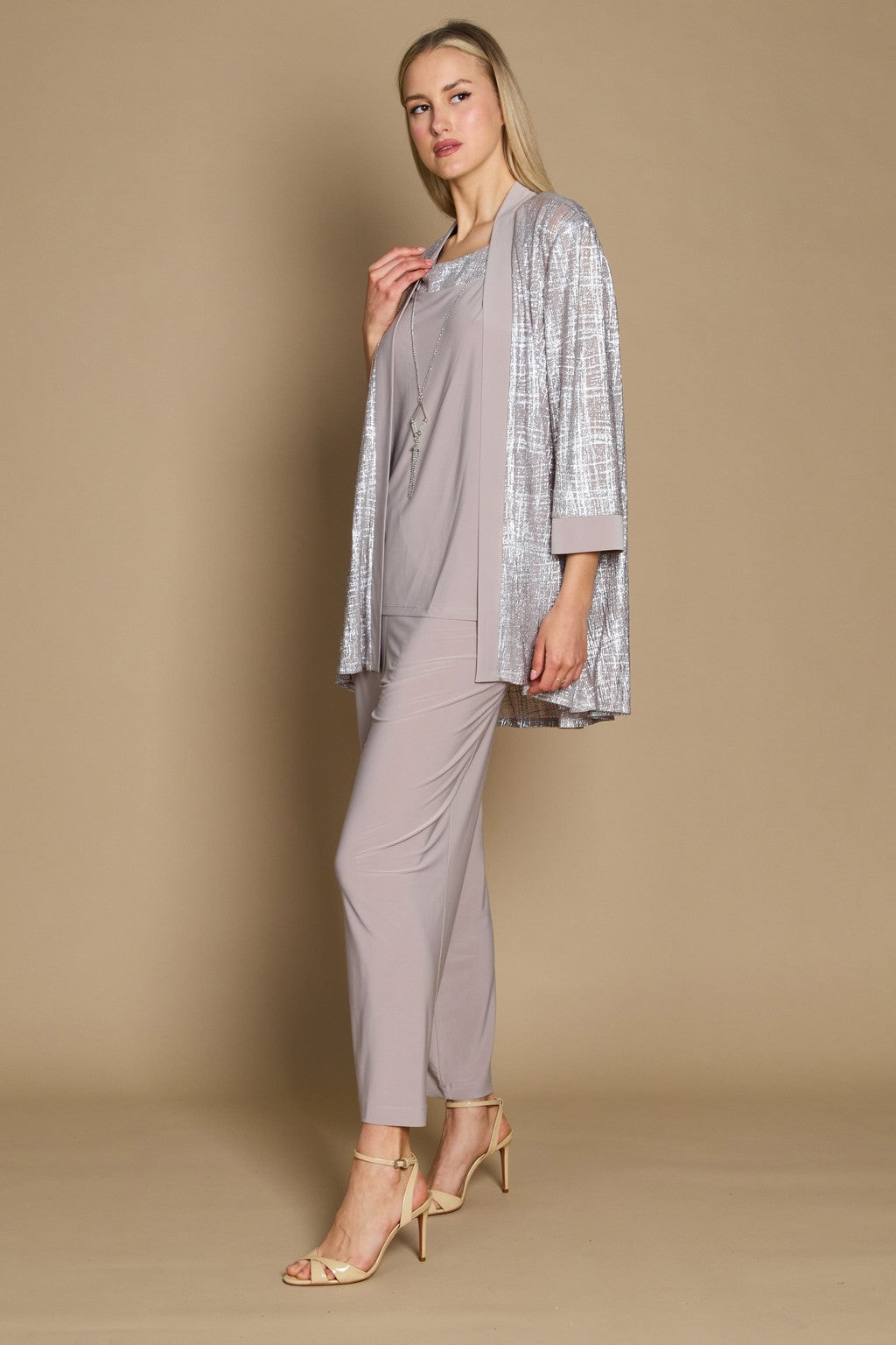 R&M Richards 2587W Metallic Printed Formal Pant Set Wholesale