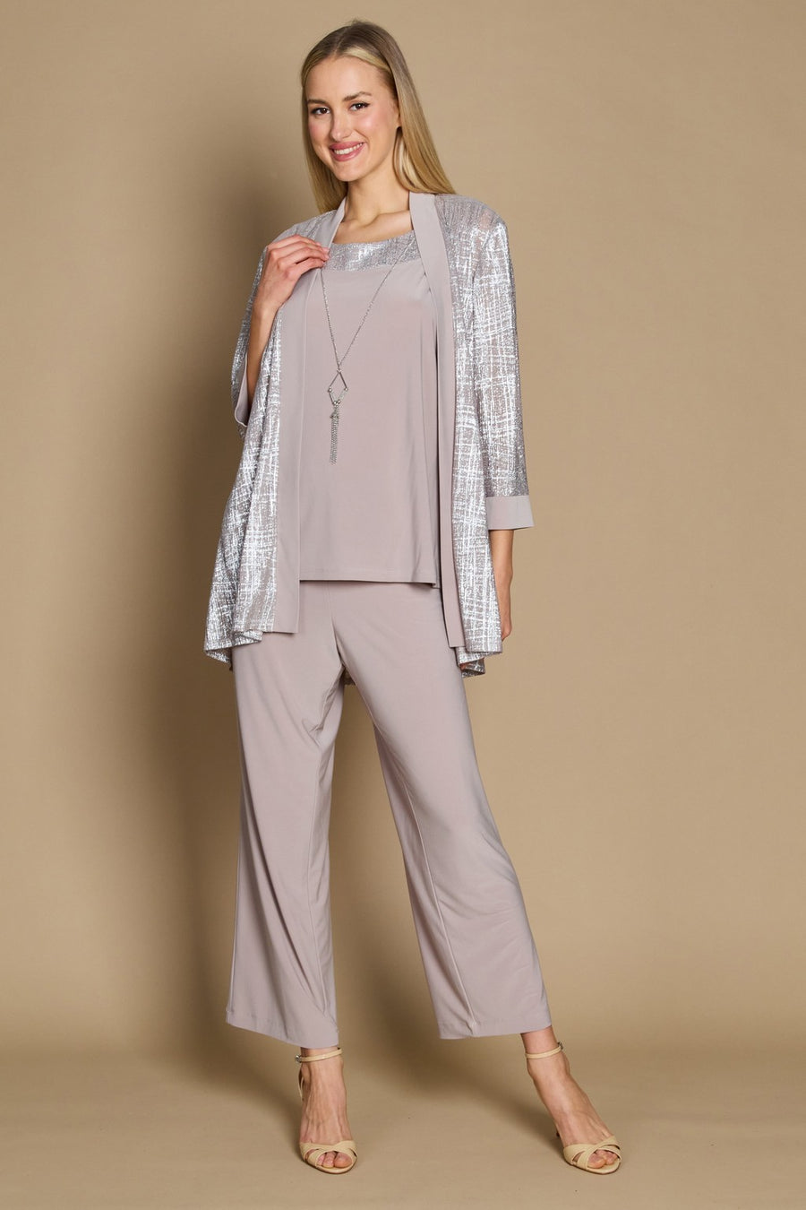 R&M Richards 2587W Metallic Printed Formal Pant Set Wholesale