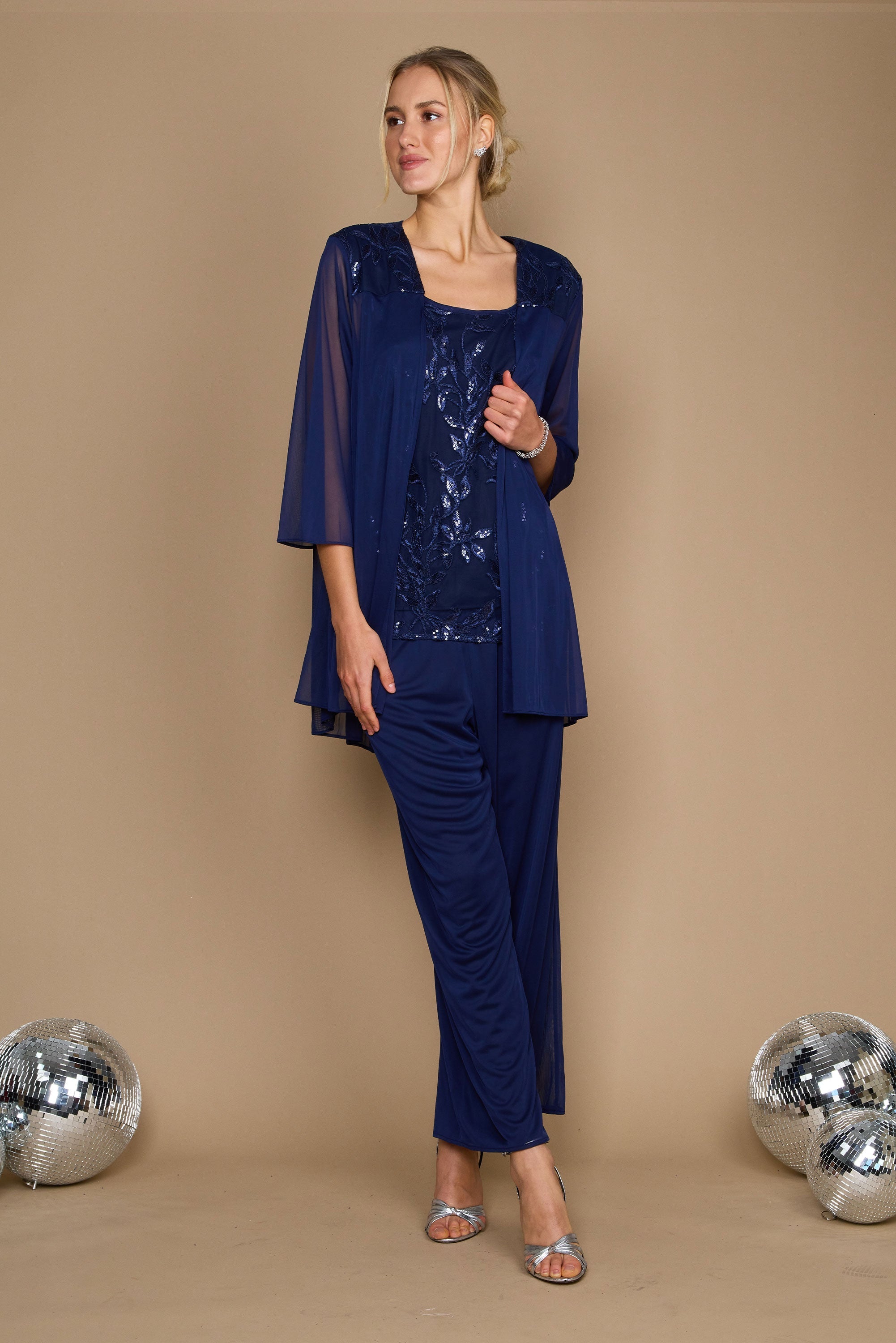Mother of the Bride Dresses Three Piece Formal Pansuit Navy