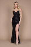 Dylan & Davids Long Formal Fitted Sequin Prom Dress - The Dress Outlet
