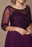 Long Sleeve Hand Beaded Mother of The Bride Dress - The Dress Outlet
