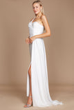 Dylan & Davids One Shoulder Long Evening Gown Prom Dress White