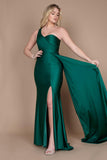 Dylan & Davids One Shoulder Long Evening Gown Prom Dress Emerald