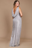 Dylan & Davids Plus Size Formal Dress Fully Sequin Gown Silver