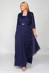 R&M Richards Long Mother of Bride Plus Size Jacket Dress 7300W - The Dress Outlet