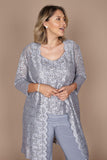 R&M Richards Mother of the Bride Pant Suit Made in USA Silver