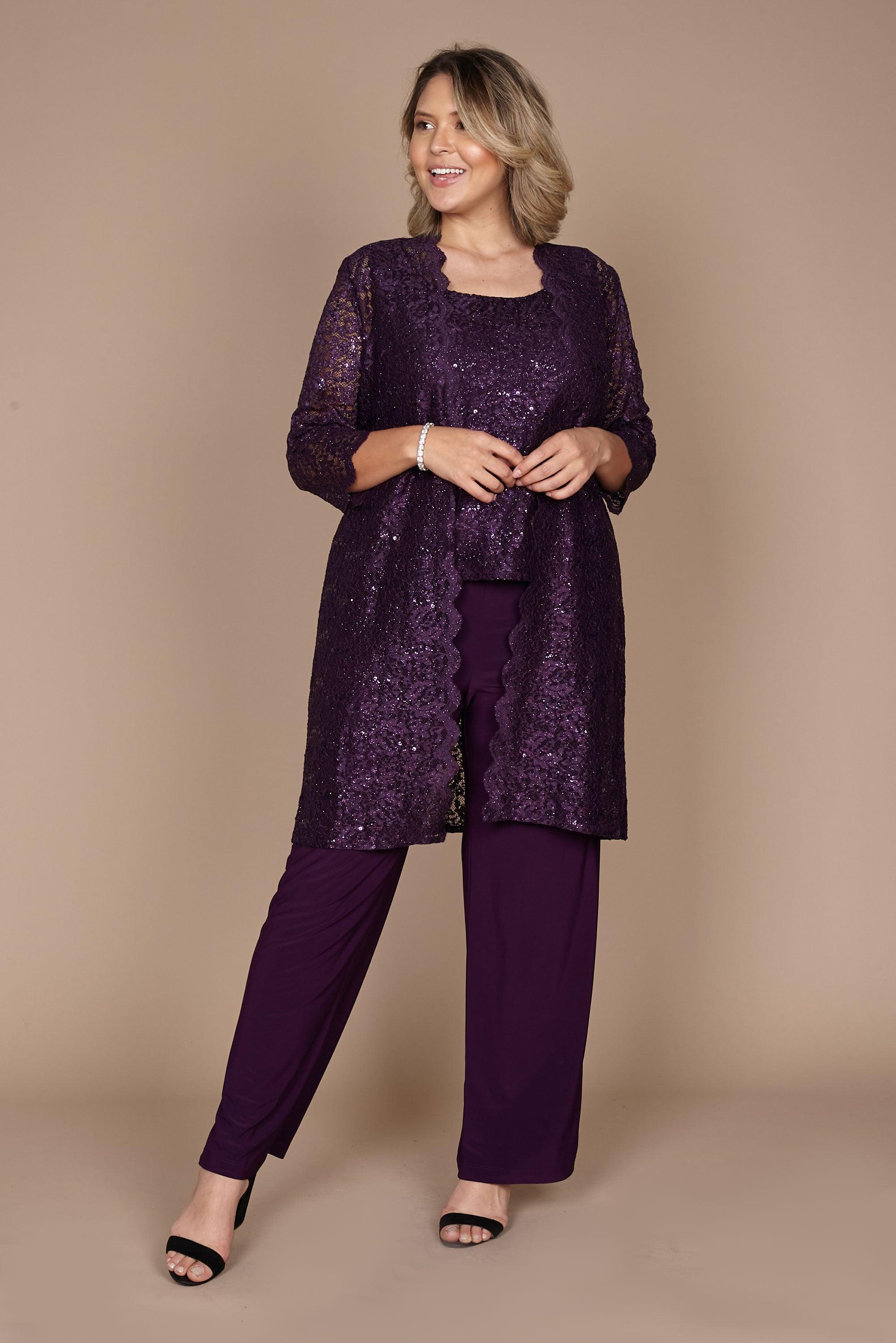 R&M Richards Mother of the Bride Pant Suit Made in USA Plum