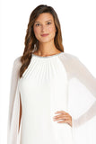R&M Richards Plus Size Long Formal Cape Gown 2487W - The Dress Outlet