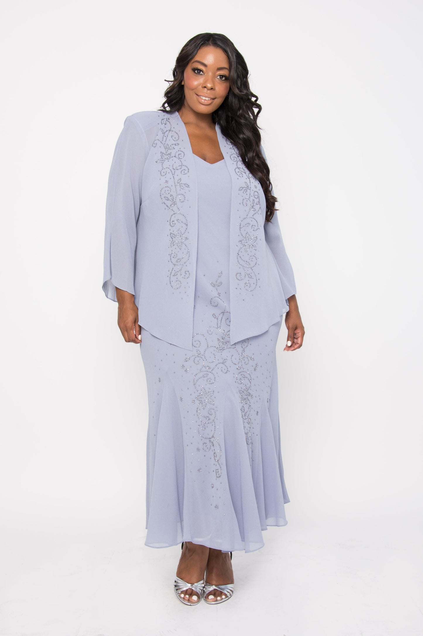 R&M Richards Plus Size Long Formal Mother of the Bride Dress - The Dress Outlet R&M Richards