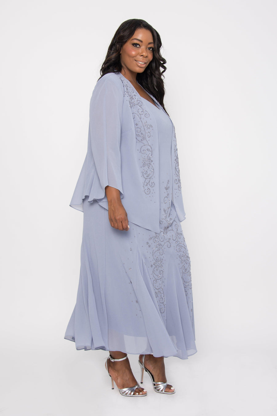 R&M Richards Plus Size Long Formal Mother of the Bride Dress - The Dress Outlet R&M Richards