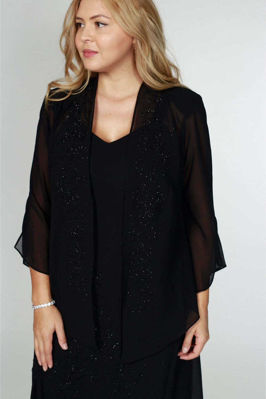 R&M Richards Plus Size Long Formal Mother of the Bride Dress - The Dress Outlet R&M Richards