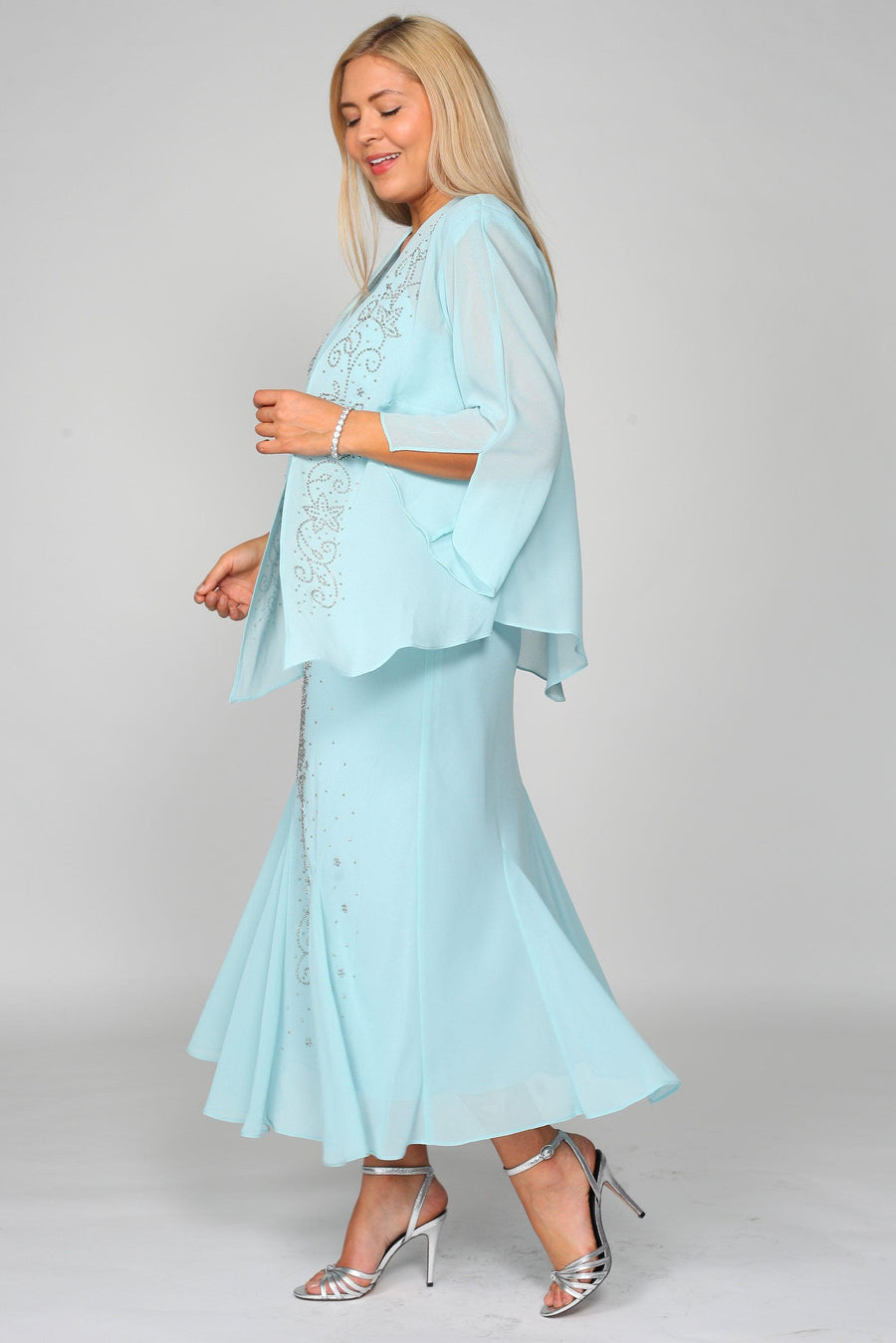 R&M Richards Plus Size Long Formal Mother of the Bride Dress - The Dress Outlet R&M Richards