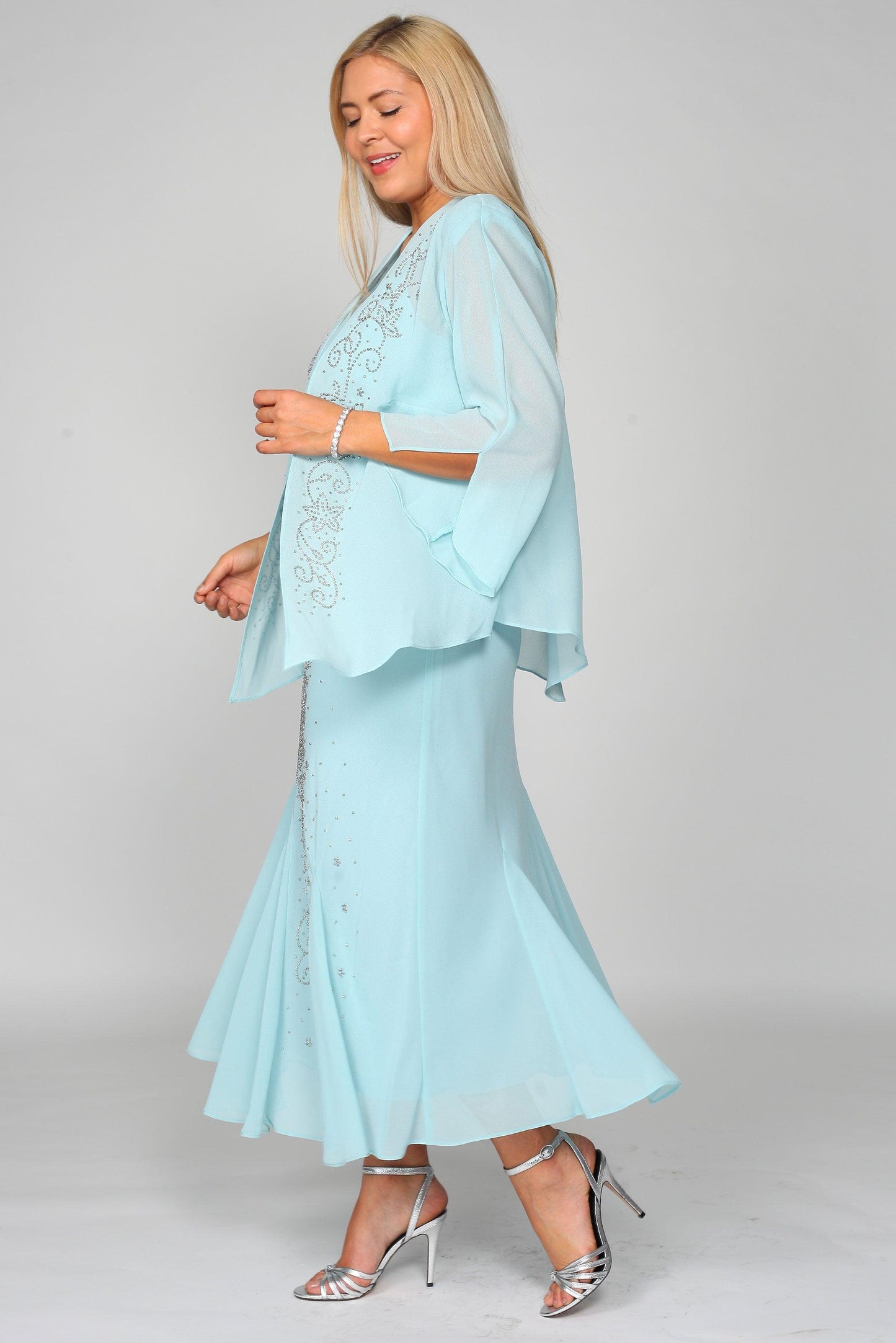 R&M Richards Plus Size Long Formal Mother of the Bride Dress - The Dress Outlet R&M Richards