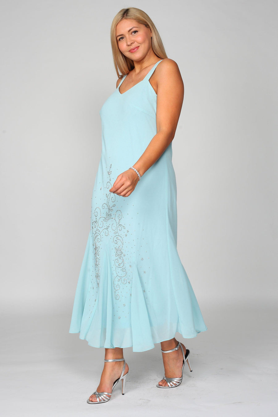 R&M Richards Plus Size Long Formal Mother of the Bride Dress - The Dress Outlet R&M Richards