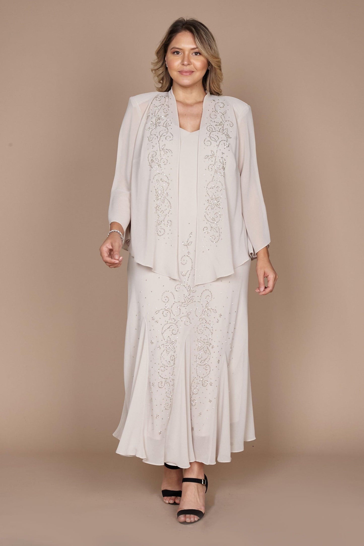 R&M Richards Plus Size Long Mother of the Bride Dress 358260 - The Dress Outlet