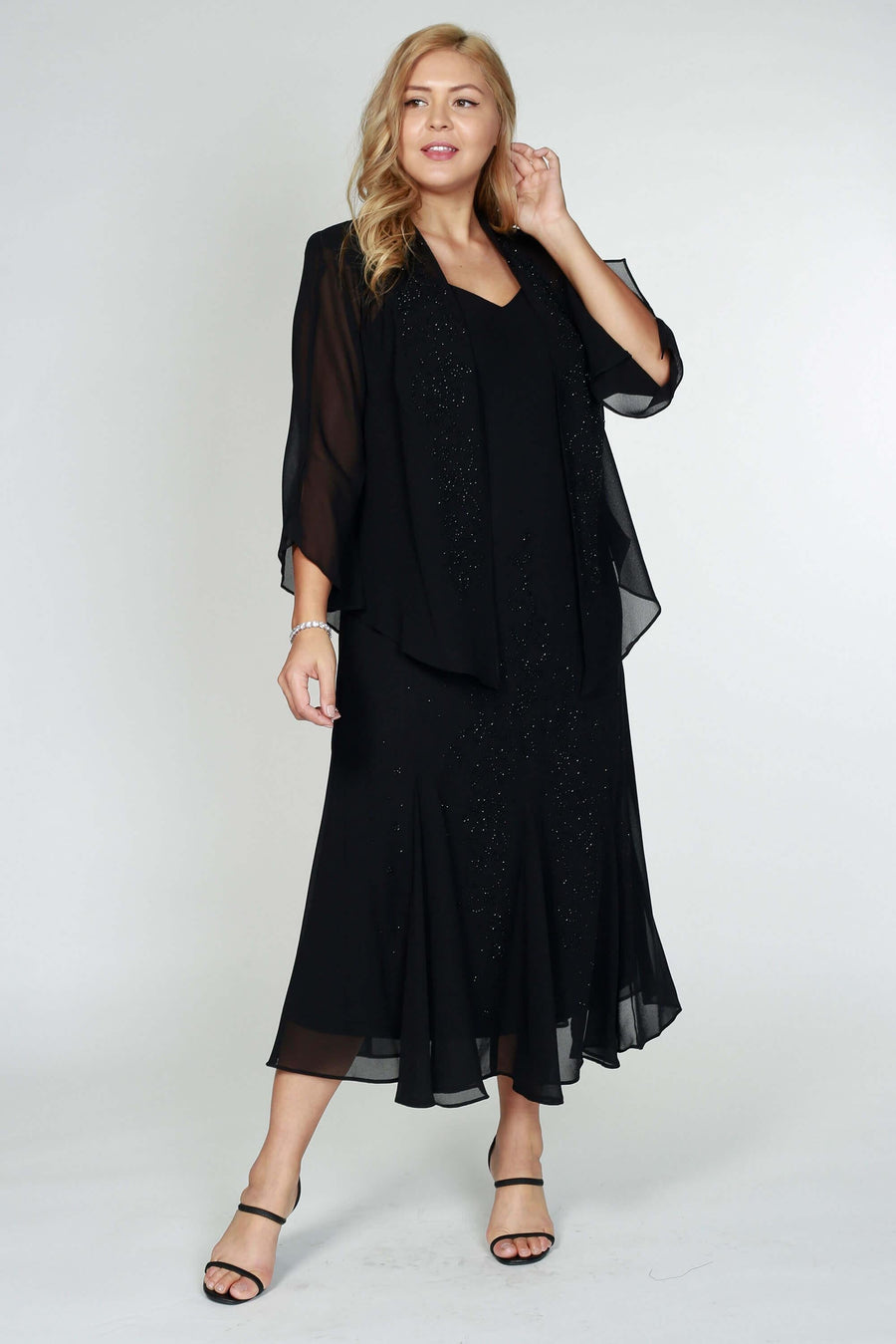 R&M Richards Plus Size Long Formal Mother of the Bride Dress - The Dress Outlet R&M Richards