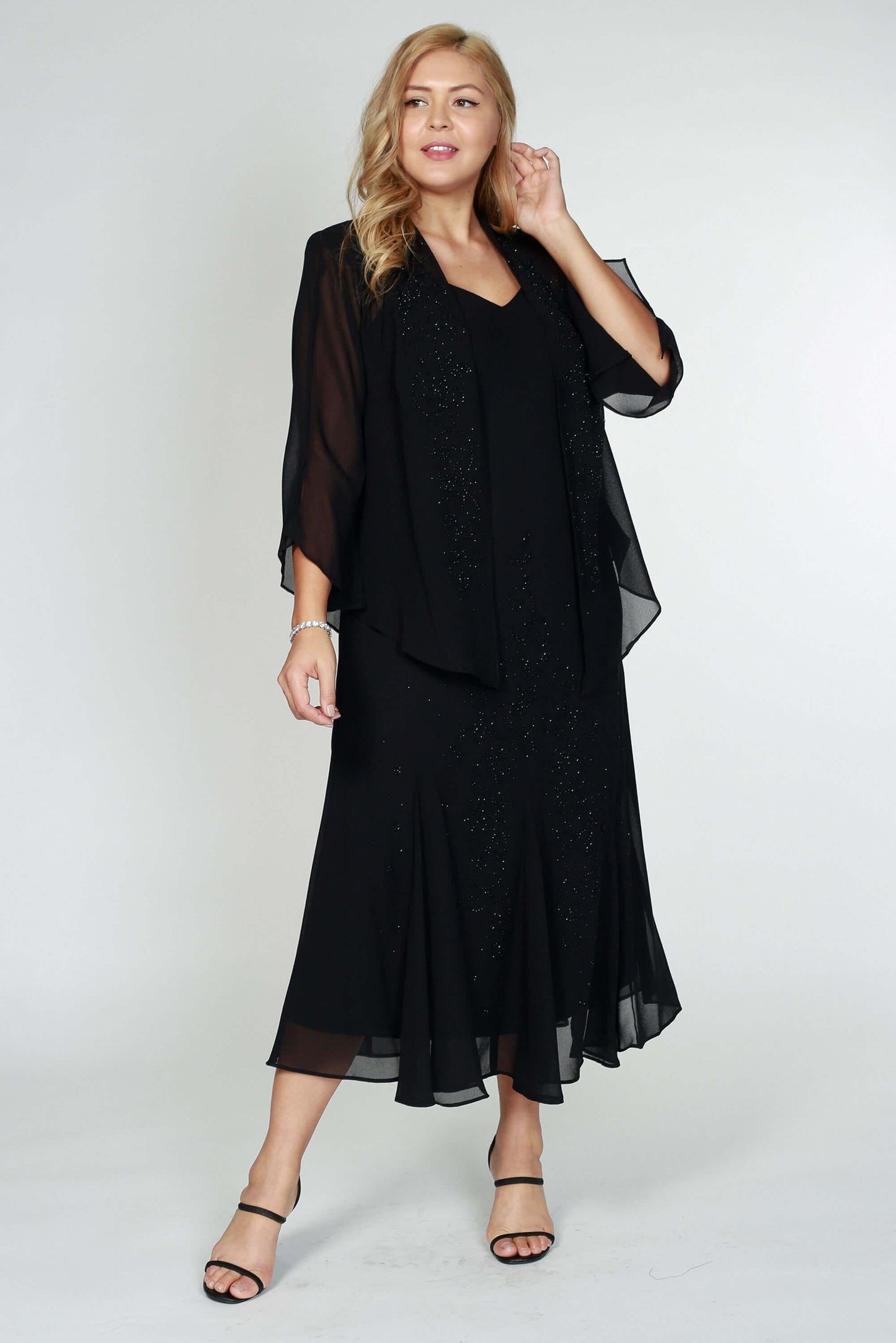 R&M Richards Plus Size Long Formal Mother of the Bride Dress - The Dress Outlet R&M Richards