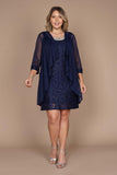 R&M Richards  Short Lace Mother of the Bride Dress 2208W - The Dress Outlet