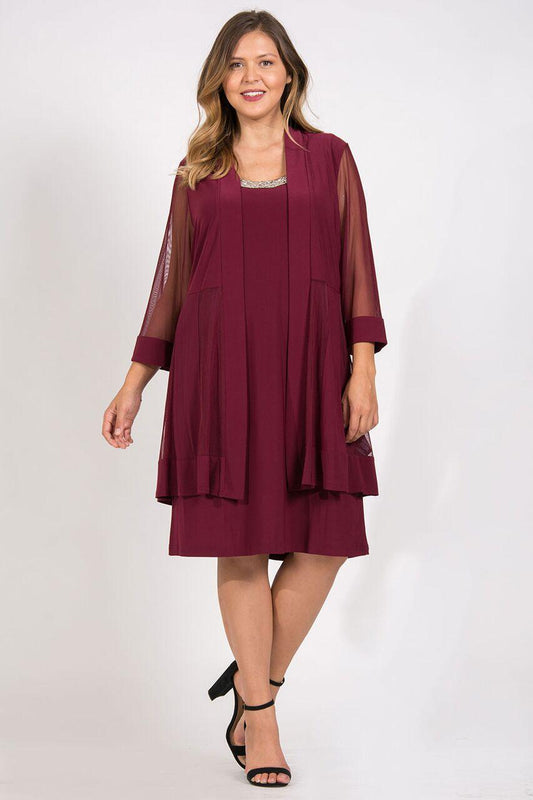 R&M Richards Short Formal Mother of the Bride Plus Size Dress - The Dress Outlet R&M Richards